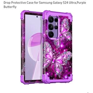 Purple Butterfly Protective Case for Samsung Galaxy S24 Ultra